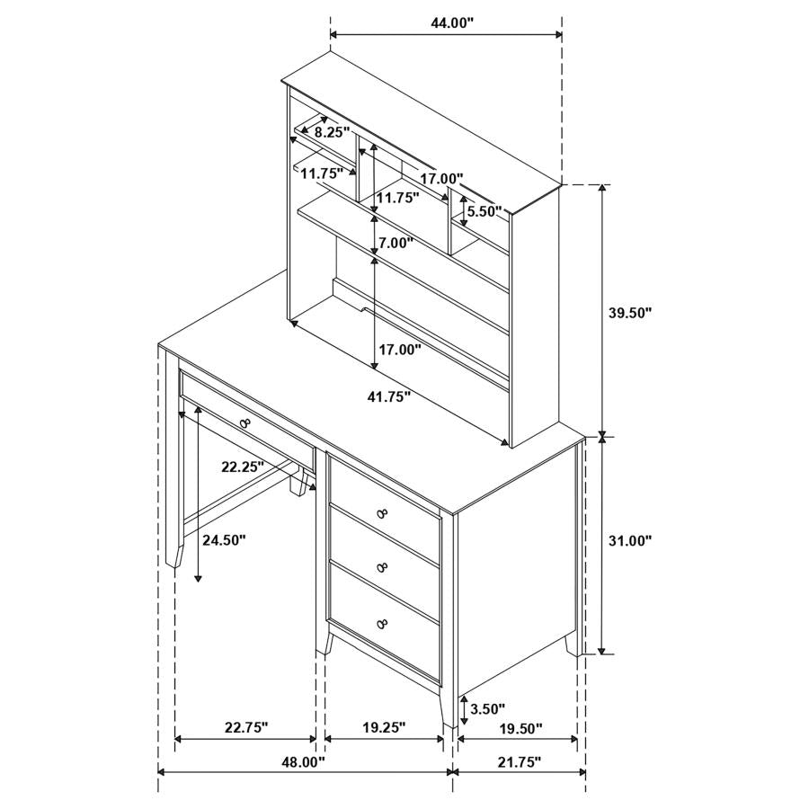 Selena Ivory Computer Desk W/ Hutch - furniture place usa