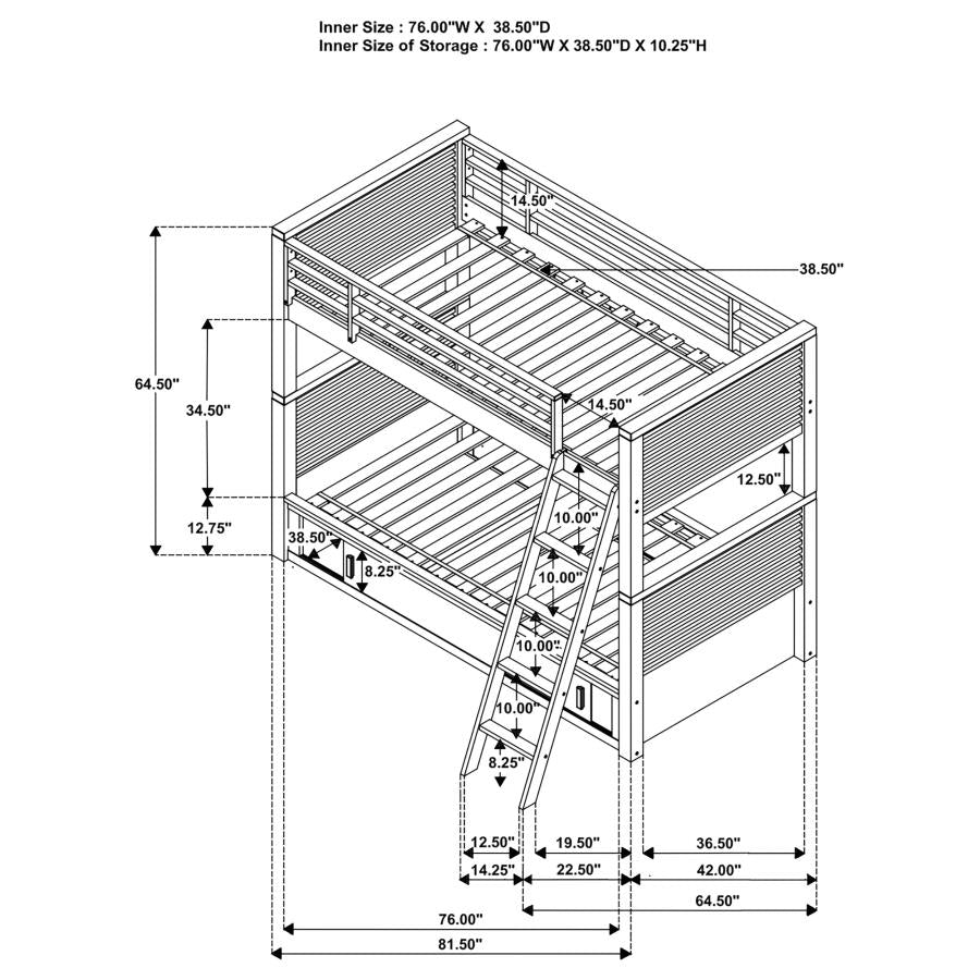 Oliver Brown Twin / Twin Bunk Bed - furniture place usa