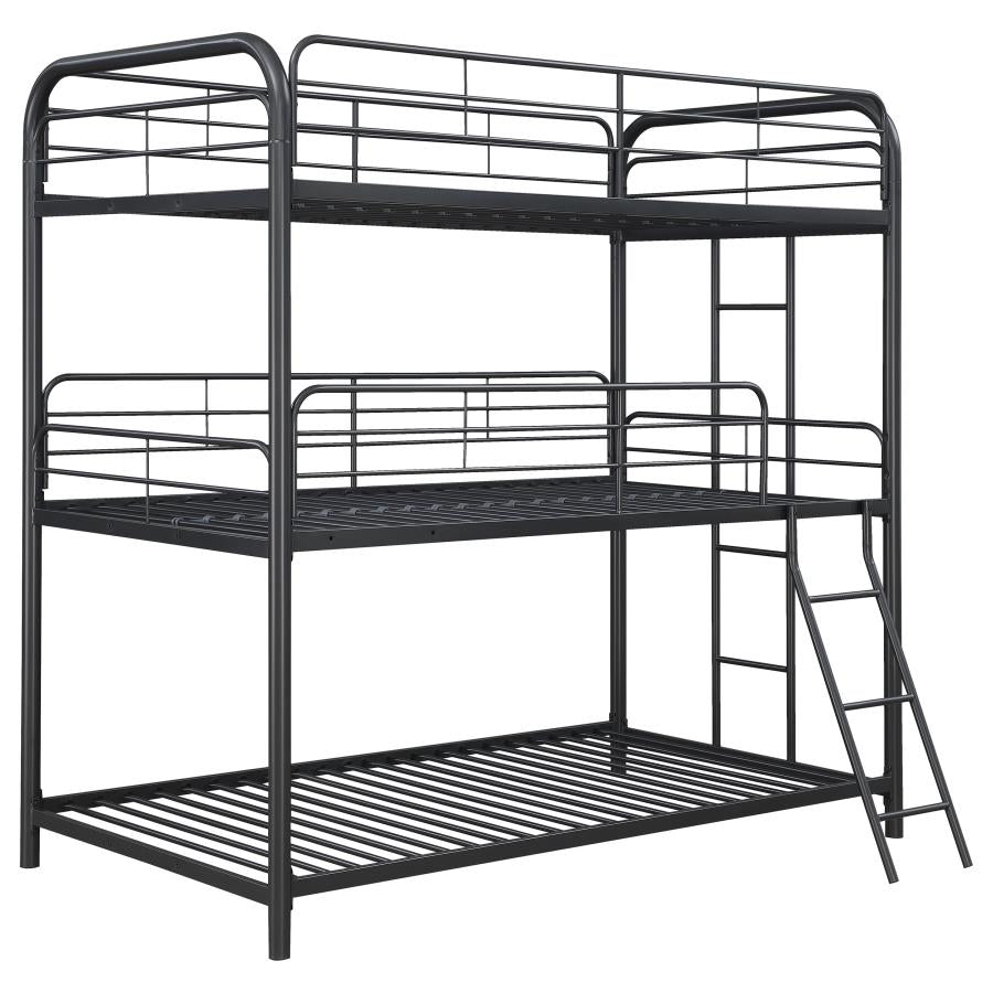 Garner Grey Twin / Twin / Twin Triple Bunk Bed - furniture place usa