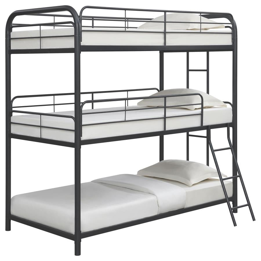 Garner Grey Twin / Twin / Twin Triple Bunk Bed - furniture place usa