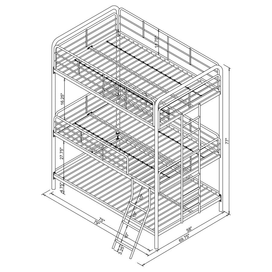 Garner Grey Full / Full / Full Triple Bunk Bed - furniture place usa