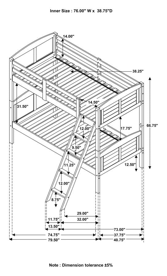 Flynn Brown Twin / Twin Bunk Bed - furniture place usa