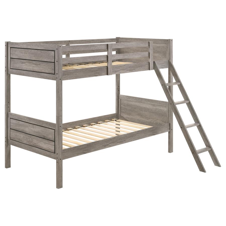 Ryder Grey Twin / Twin Bunk Bed - furniture place usa