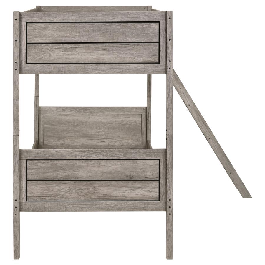 Ryder Grey Twin / Twin Bunk Bed - furniture place usa