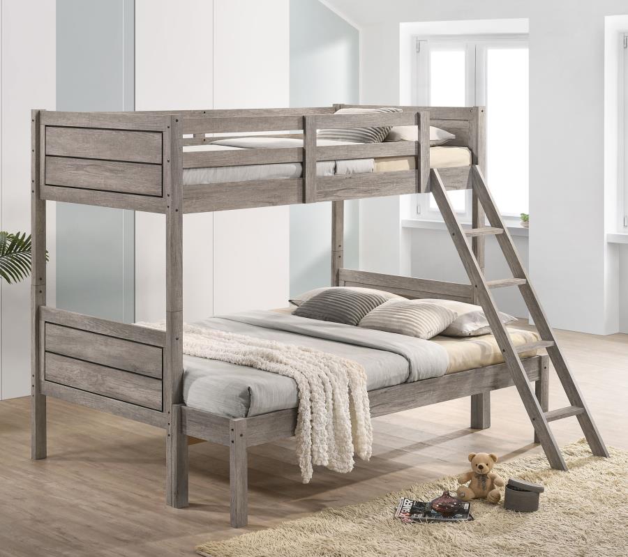 Ryder Grey Twin / Full Bunk Bed - furniture place usa