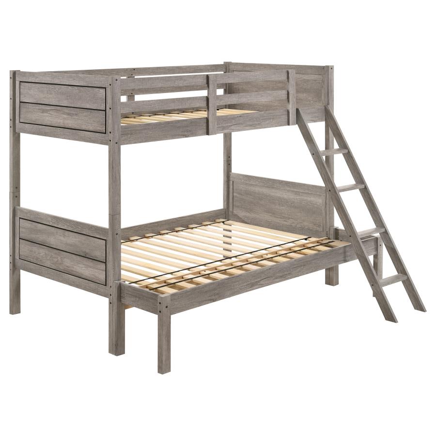 Ryder Grey Twin / Full Bunk Bed - furniture place usa