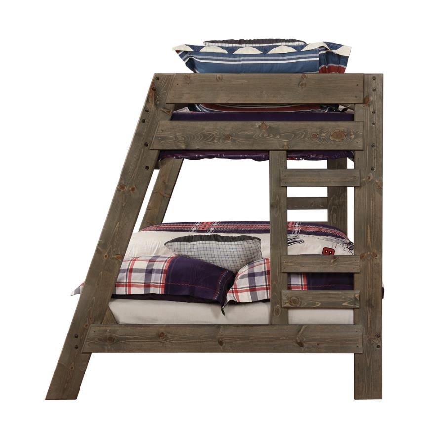 Wrangle Hill Grey Twin / Full Bunk Bed - furniture place usa