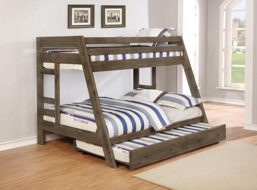 Wrangle Hill Grey Twin / Full Bunk Bed - furniture place usa