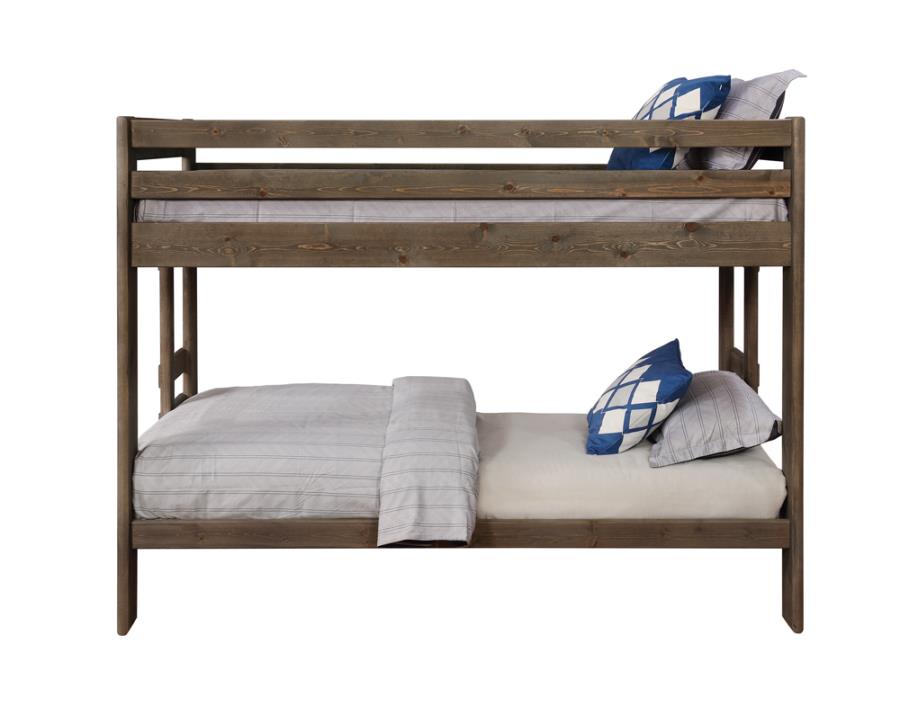 Wrangle Hill Grey Twin / Twin Bunk Bed - furniture place usa