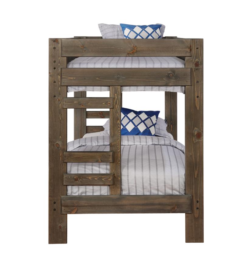 Wrangle Hill Grey Twin / Twin Bunk Bed - furniture place usa