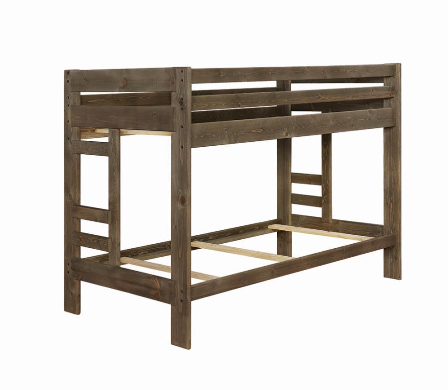 Wrangle Hill Grey Twin / Twin Bunk Bed - furniture place usa