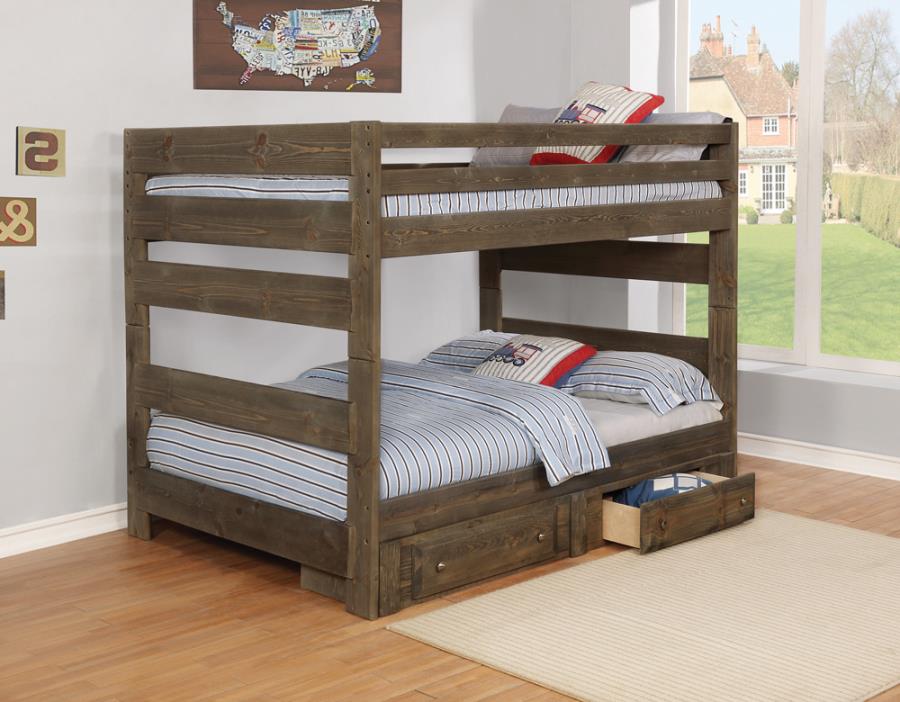 Wrangle Hill Grey Full / Full Bunk Bed - furniture place usa