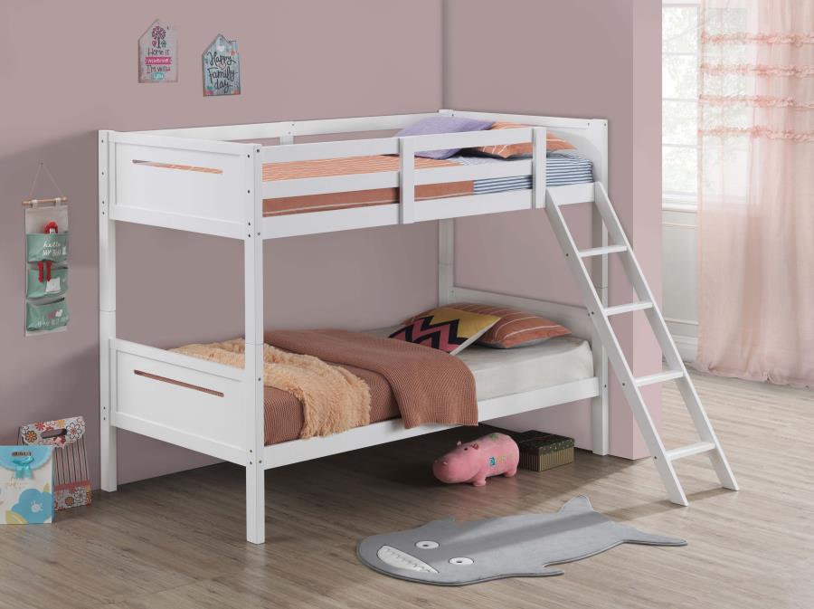 Littleton White Twin / Twin Bunk Bed - furniture place usa