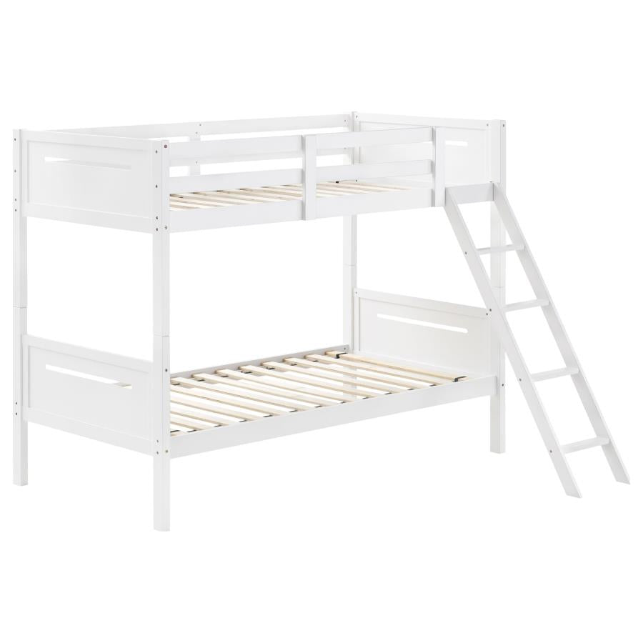 Littleton White Twin / Twin Bunk Bed - furniture place usa