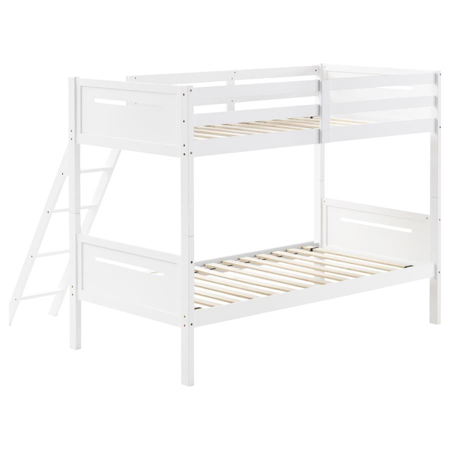 Littleton White Twin / Twin Bunk Bed - furniture place usa