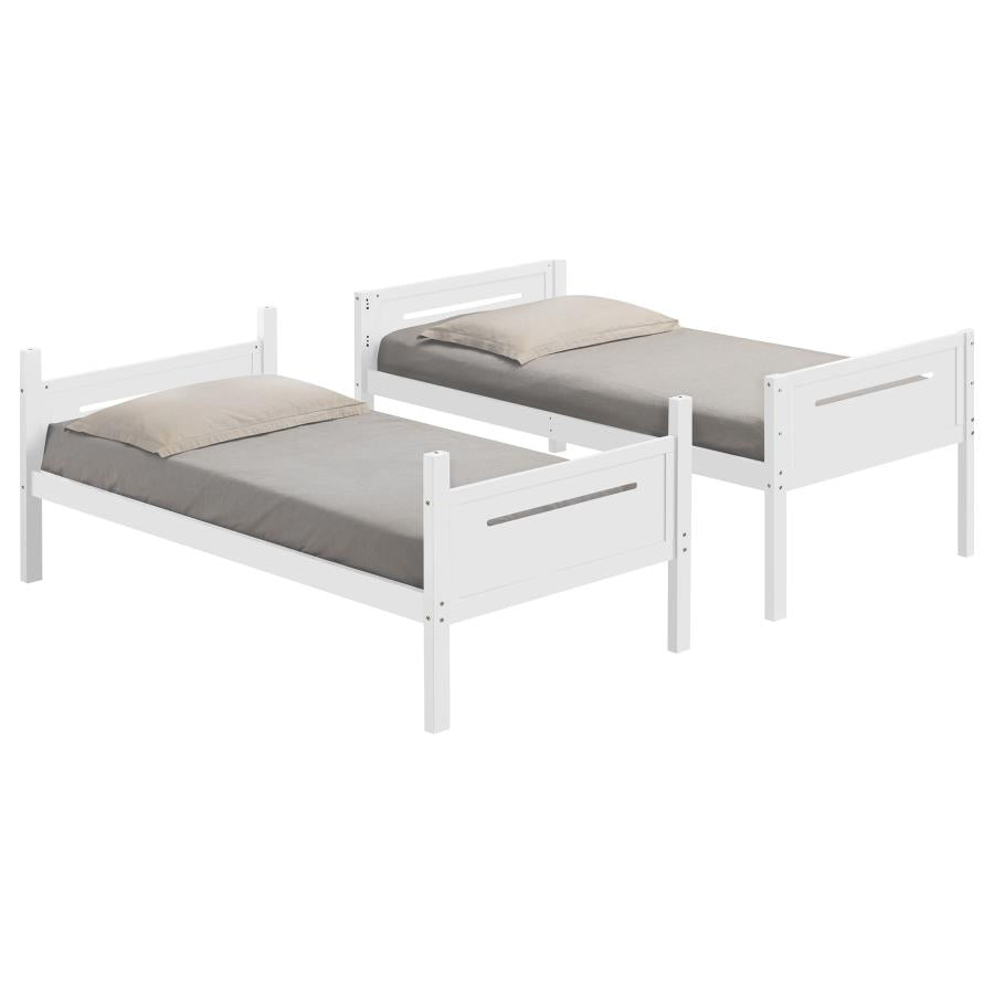 Littleton White Twin / Twin Bunk Bed - furniture place usa