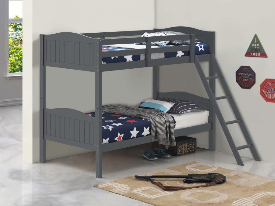 Arlo Grey Twin / Twin Bunk Bed - furniture place usa