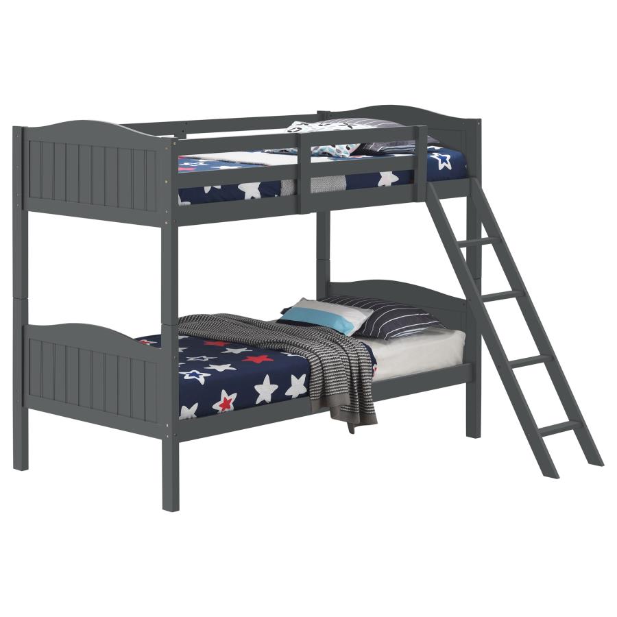 Arlo Grey Twin / Twin Bunk Bed - furniture place usa