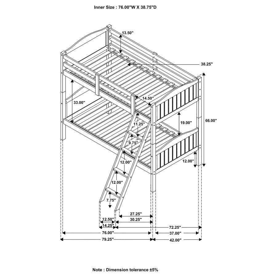 Arlo Grey Twin / Twin Bunk Bed - furniture place usa