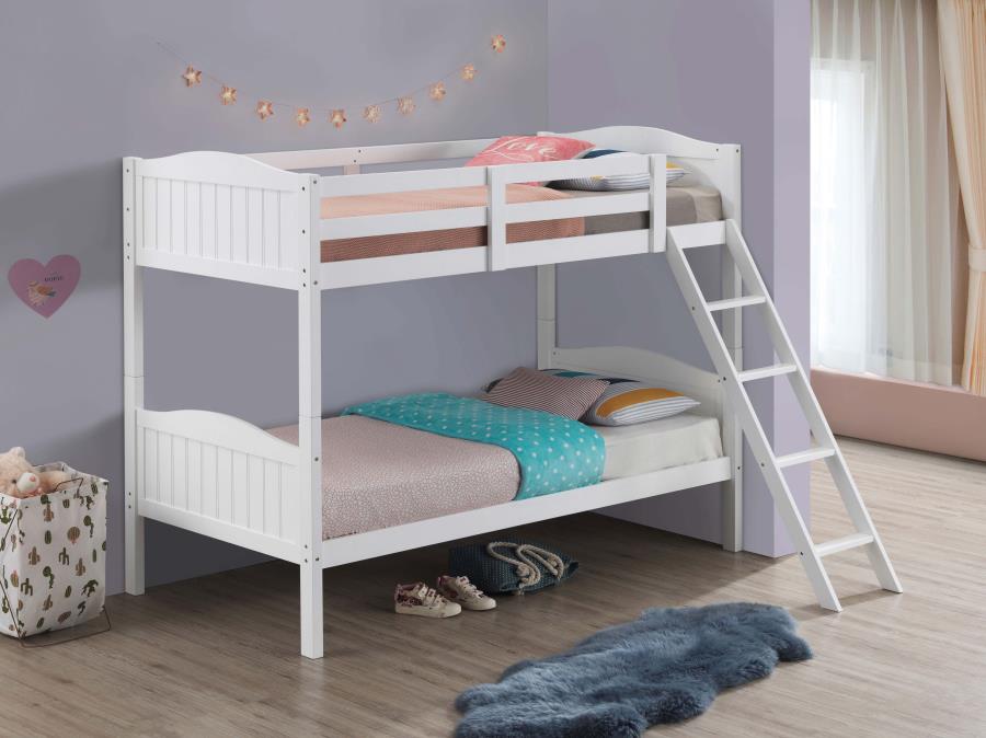 Arlo White Twin / Twin Bunk Bed - furniture place usa