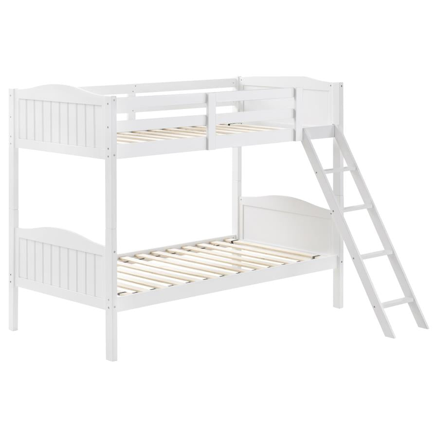 Arlo White Twin / Twin Bunk Bed - furniture place usa