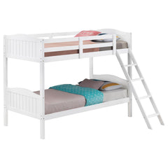 Arlo White Twin / Twin Bunk Bed - furniture place usa