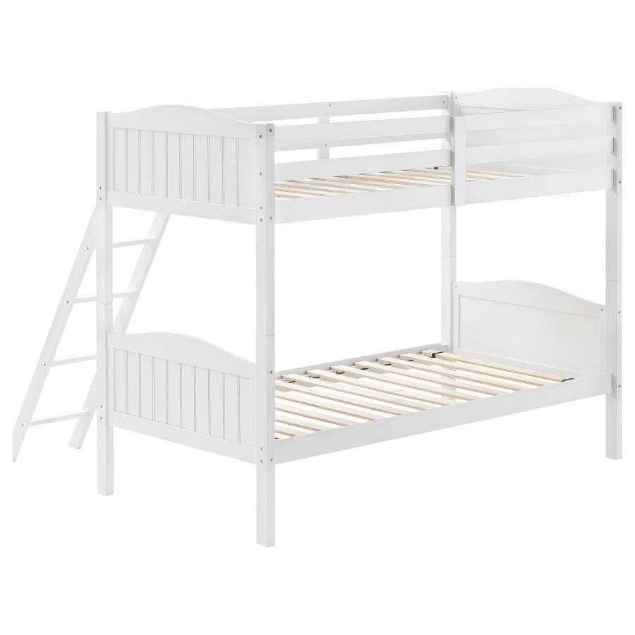 Arlo White Twin / Twin Bunk Bed - furniture place usa