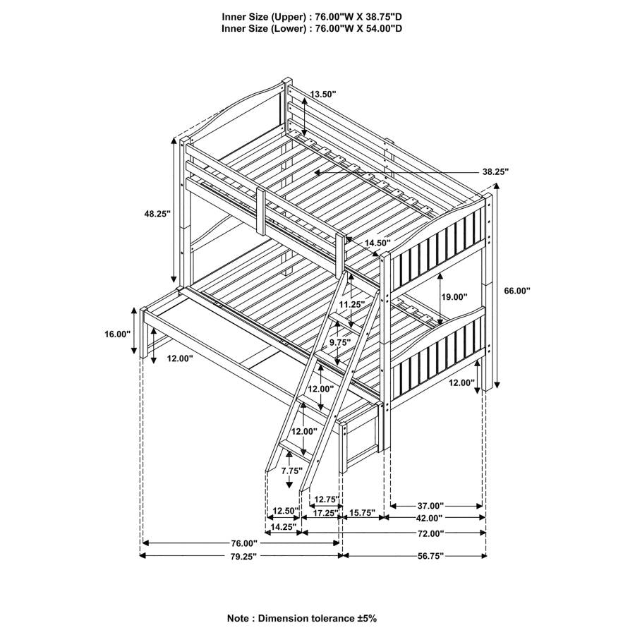 Arlo Grey Twin / Full Bunk Bed - furniture place usa