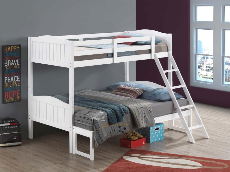 Arlo White Twin / Full Bunk Bed - furniture place usa