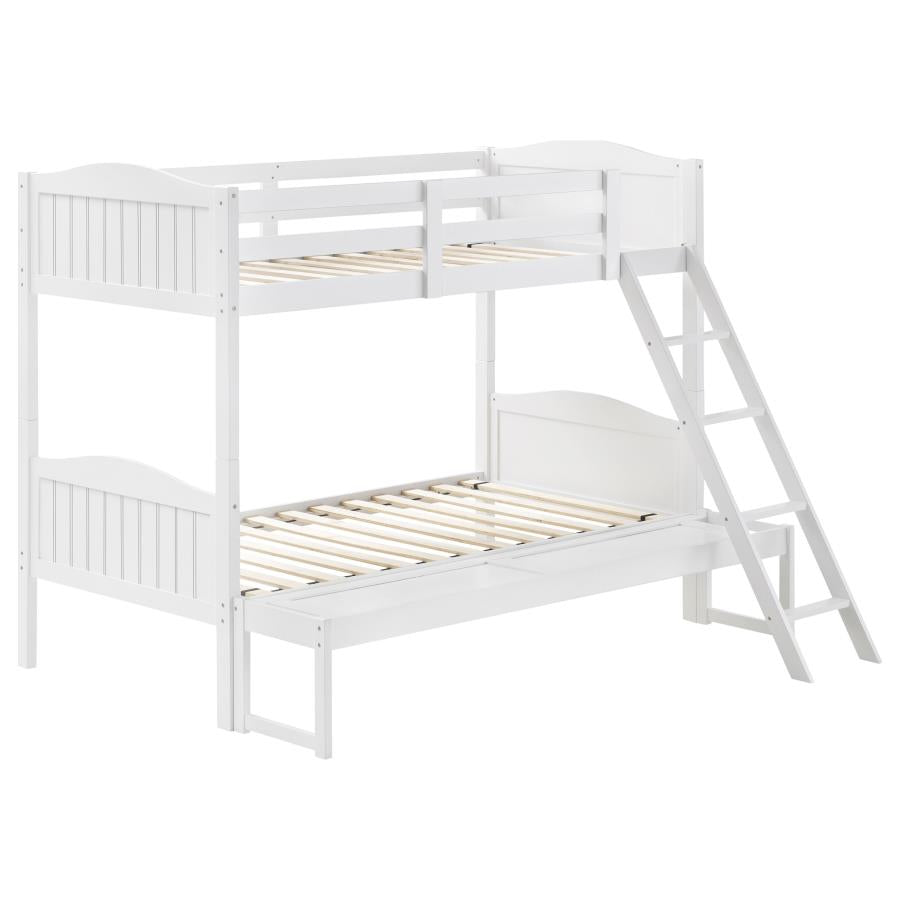 Arlo White Twin / Full Bunk Bed - furniture place usa