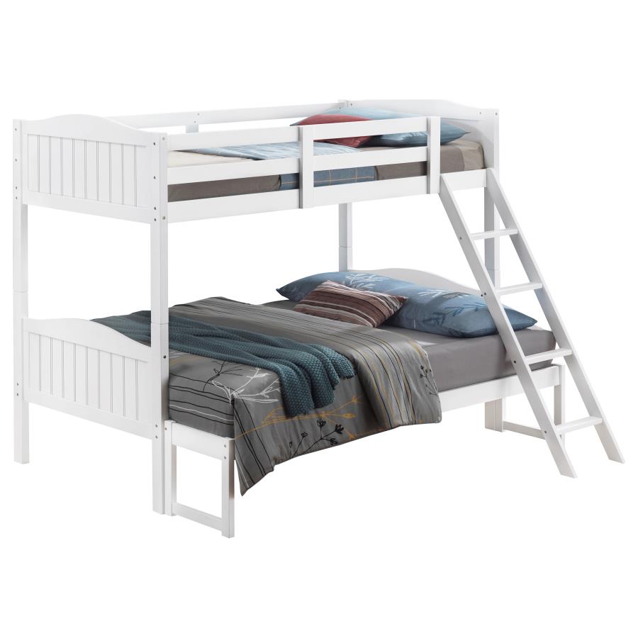 Arlo White Twin / Full Bunk Bed - furniture place usa