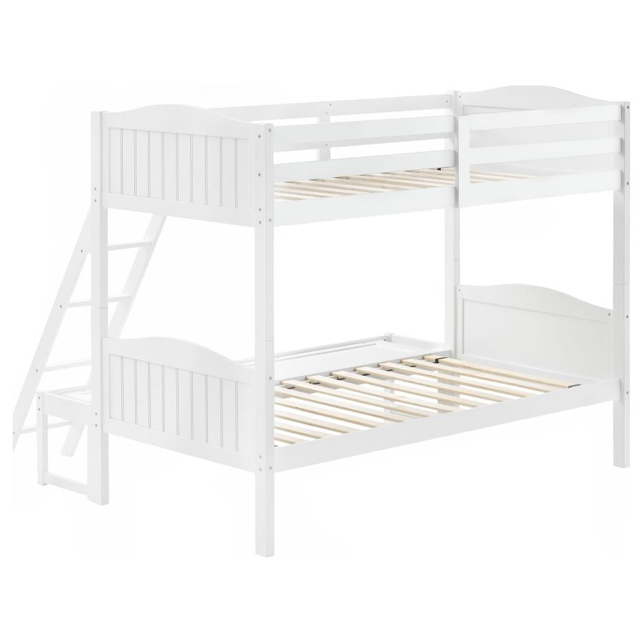 Arlo White Twin / Full Bunk Bed - furniture place usa