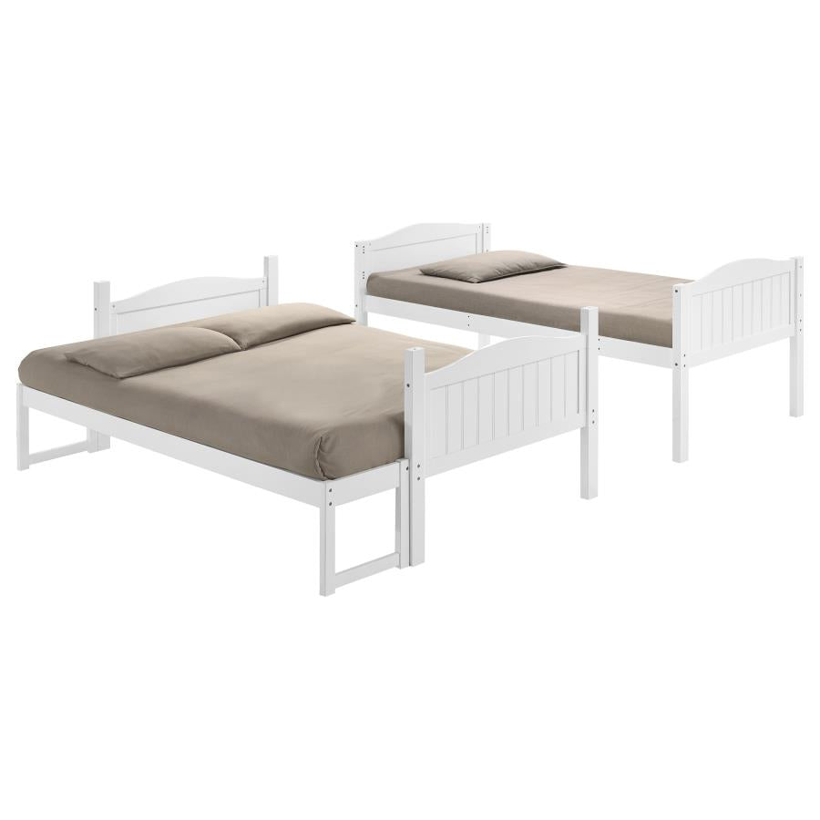 Arlo White Twin / Full Bunk Bed - furniture place usa