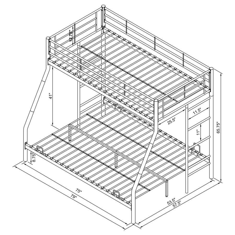 Hayward Silver Twin / Full Bunk Bed - furniture place usa