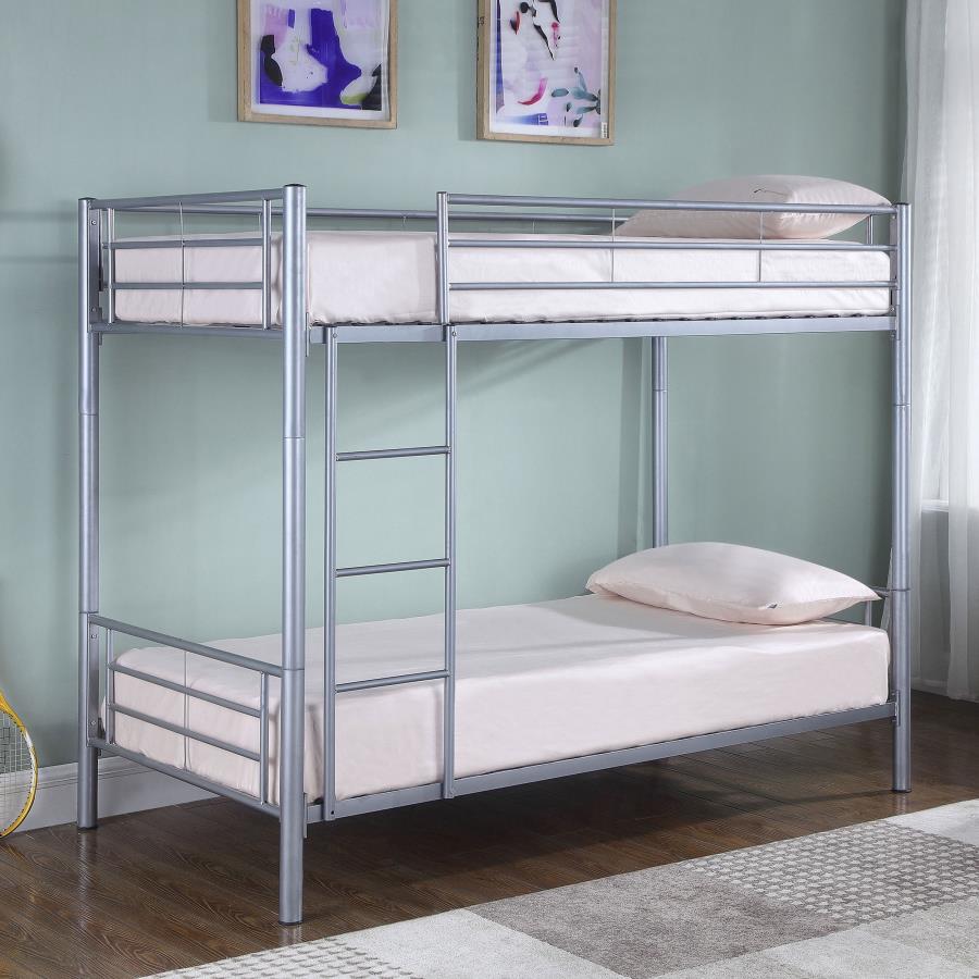 Hayward Silver Twin / Twin Bunk Bed - furniture place usa