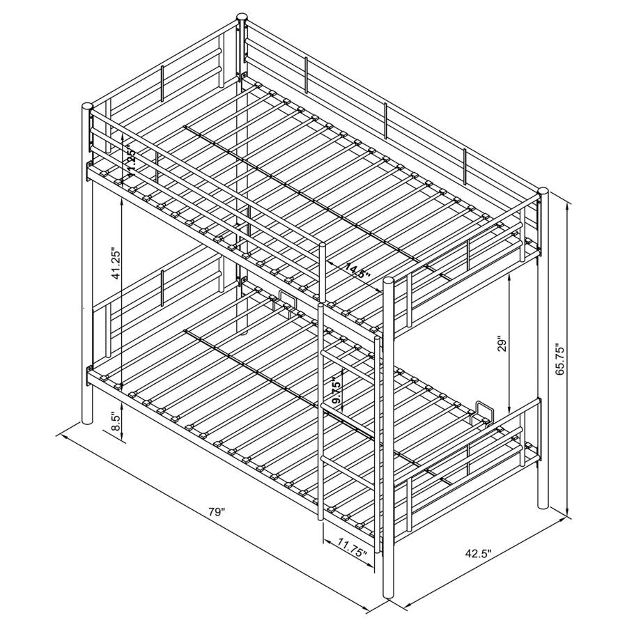 Hayward Silver Twin / Twin Bunk Bed - furniture place usa