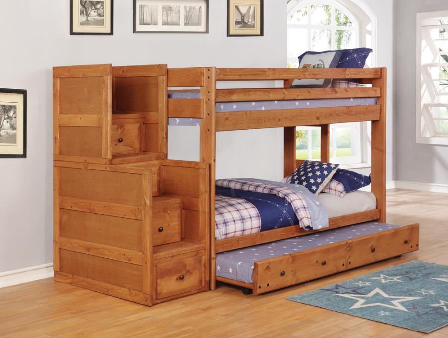 Wrangle Hill Brown Twin / Twin Bunk Bed - furniture place usa