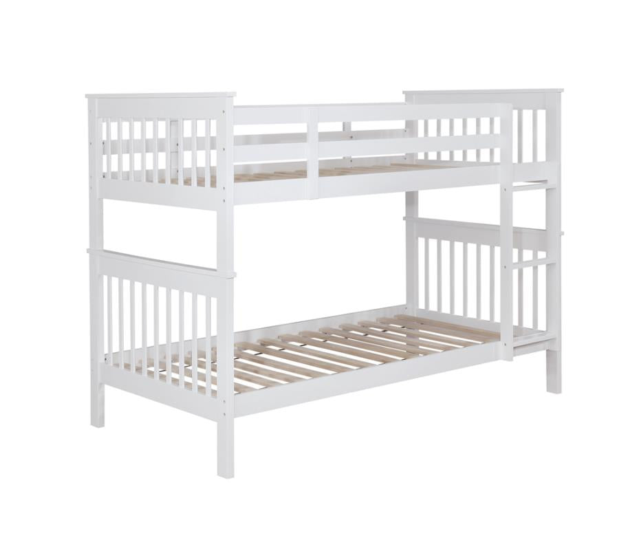 Chapman White Twin / Twin Bunk Bed - furniture place usa