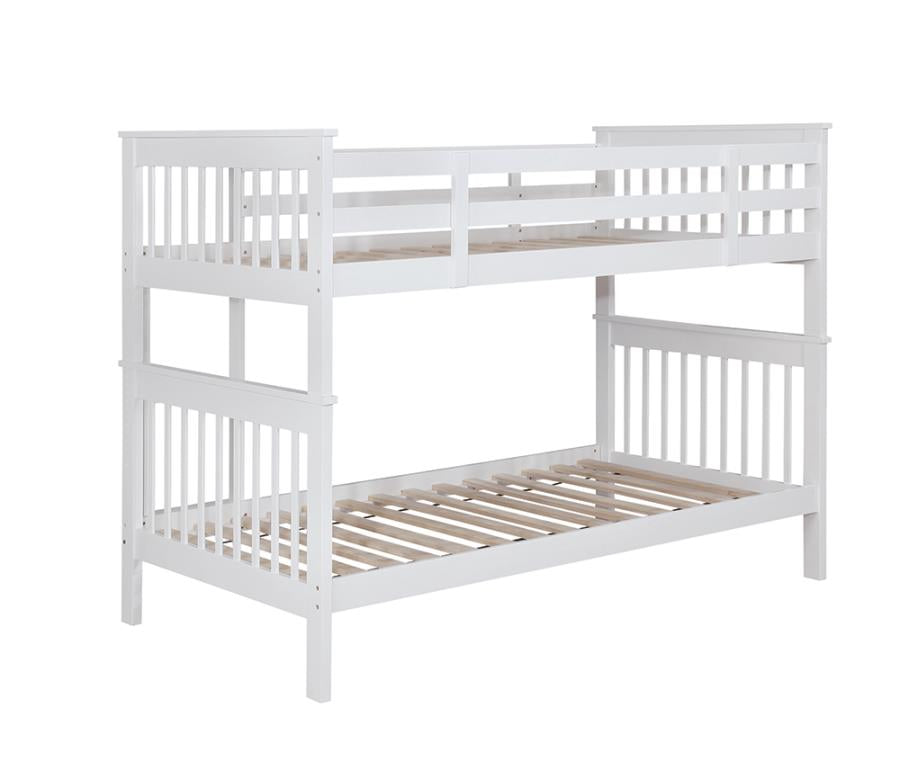 Chapman White Twin / Twin Bunk Bed - furniture place usa