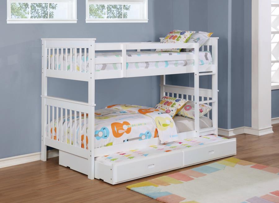 Chapman White Twin / Twin Bunk Bed - furniture place usa