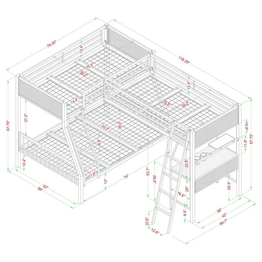 Meyers Black Twin / Full / Twin Triple Bunk Bed