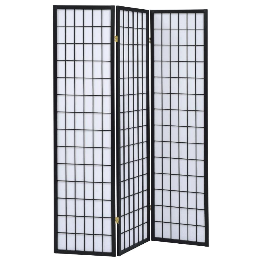 Carrie Black 3 Panel Room Divider - furniture place usa