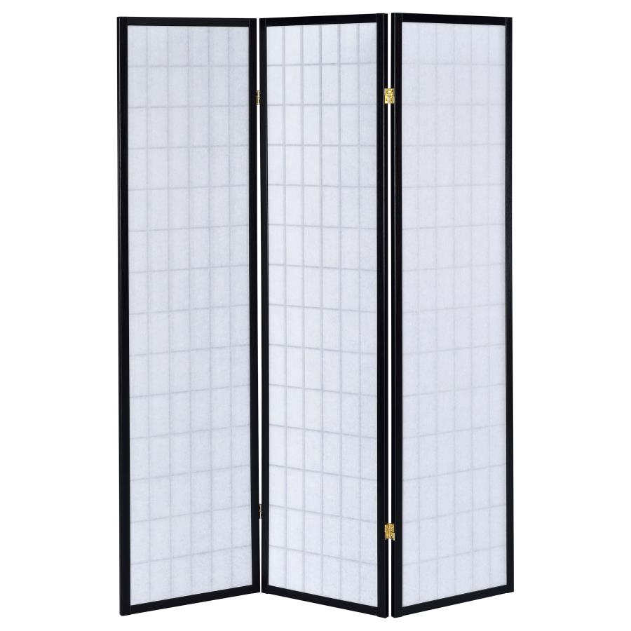 Carrie Black 3 Panel Room Divider - furniture place usa