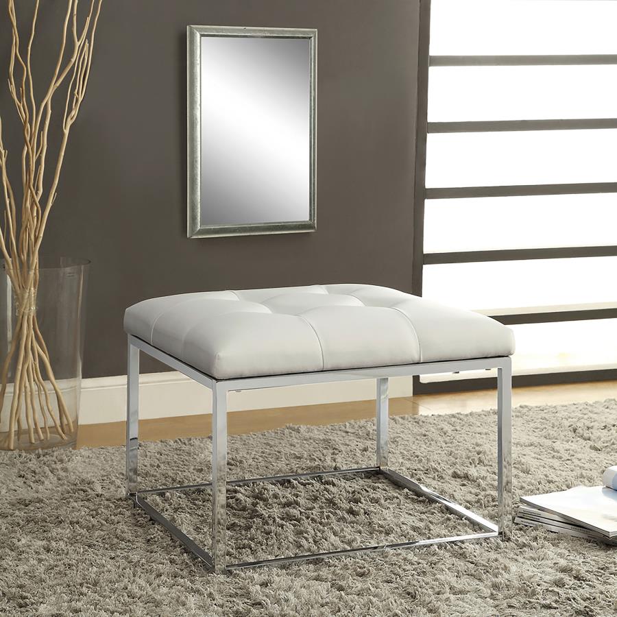 Swanson White Ottoman - furniture place usa