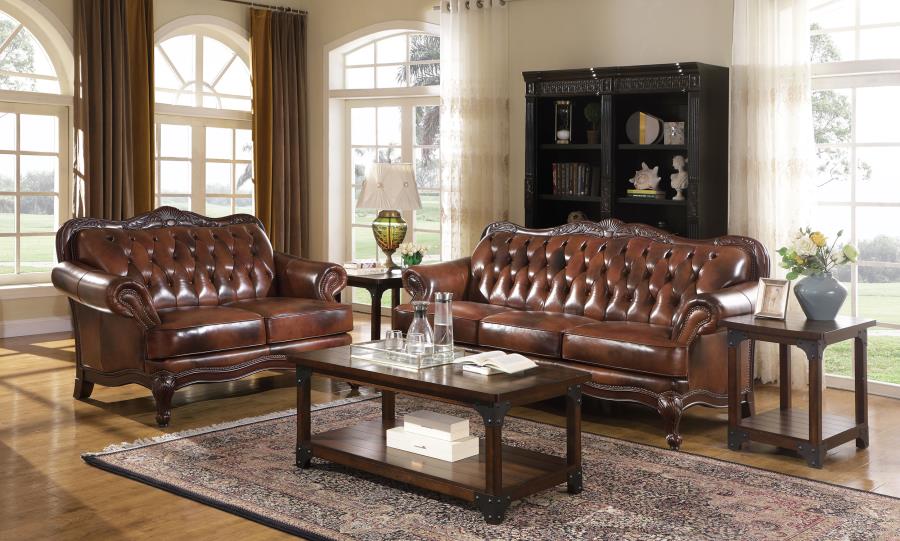 Victoria Brown 2 Pc Sofa Set - furniture place usa