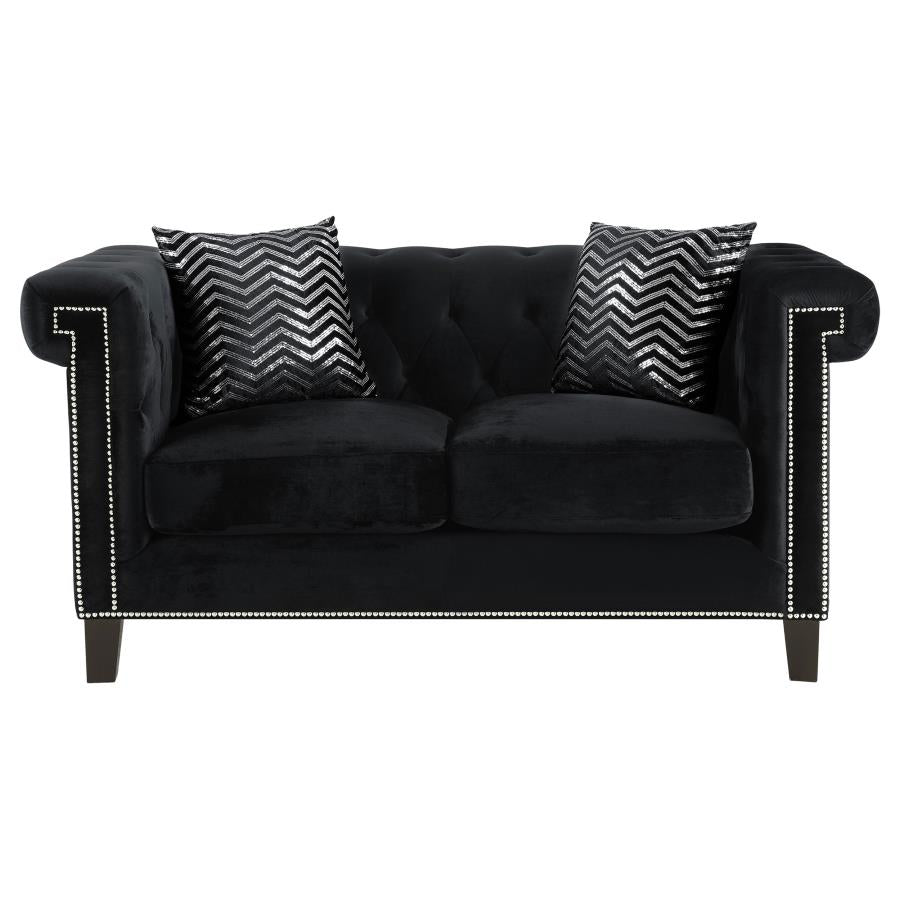 Reventlow Black Loveseat - furniture place usa