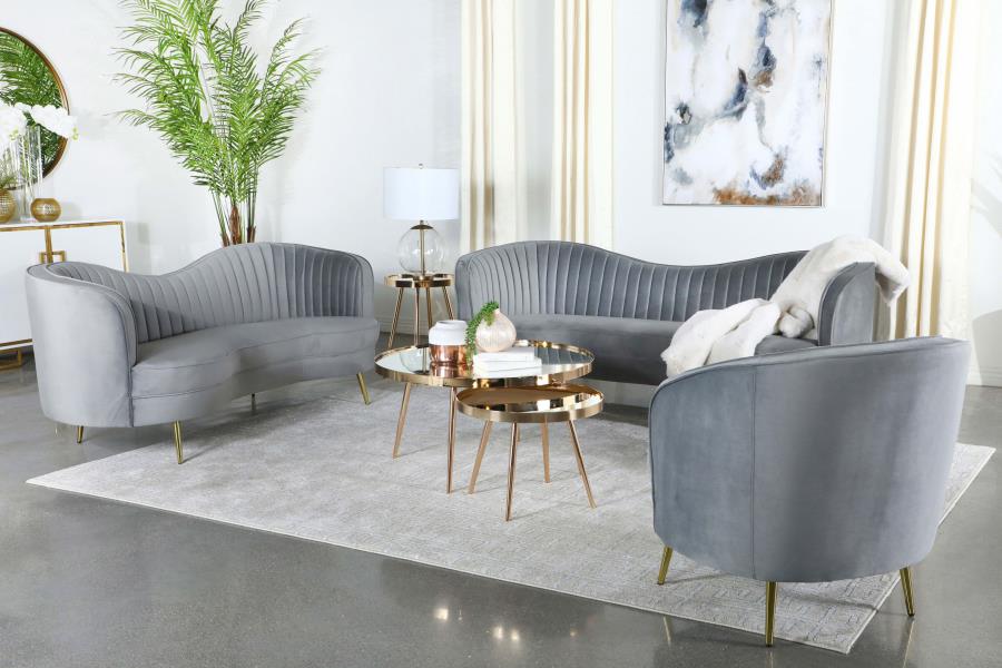 Sophia Grey 3 Pc Sofa Set - furniture place usa