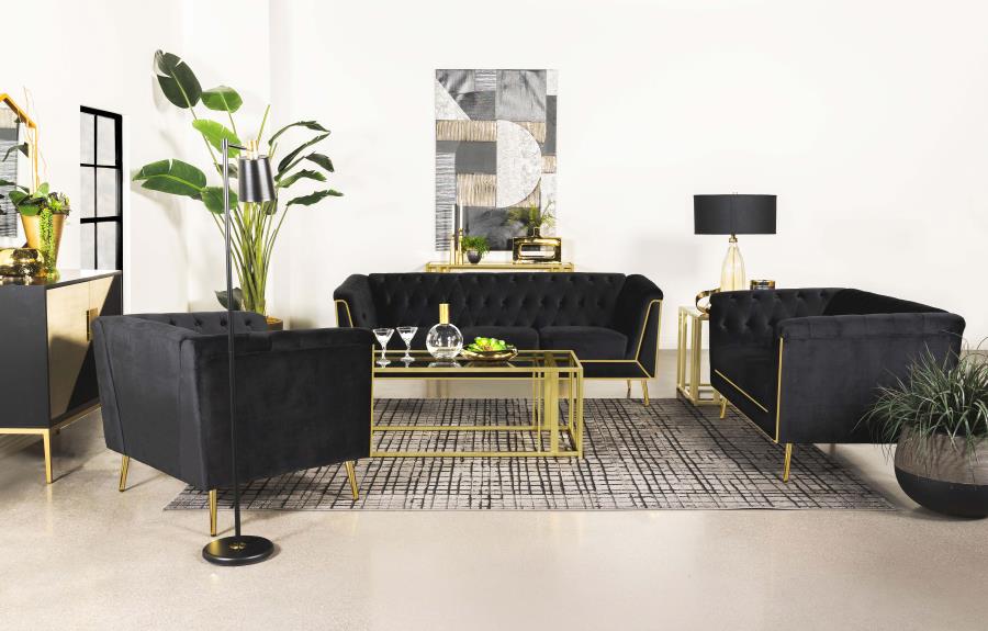 Holly Black 3 Pc Sofa Set - furniture place usa