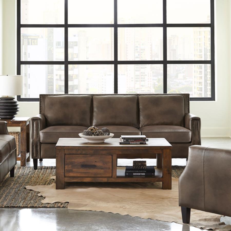 Leaton Brown Sofa - furniture place usa