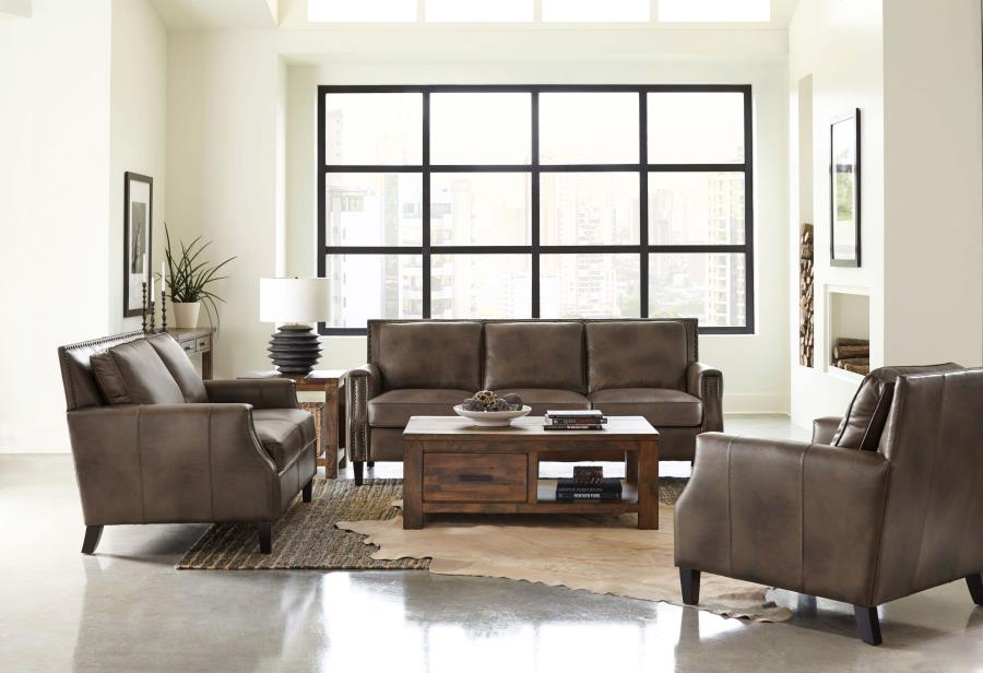 Leaton Brown Sofa - furniture place usa